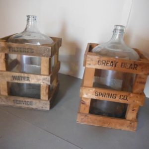 <font color=red>SOLD</font> - 2 Antique Water Jugs in Wooden Crate