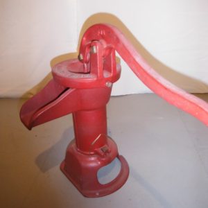 <font color=red>SOLD</font> – Cast Iron Red Hand Pump