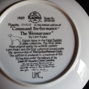 Collector Plate – Command Performance – The Weimaraner – Edwin Knowles "Field Puppies” Collection