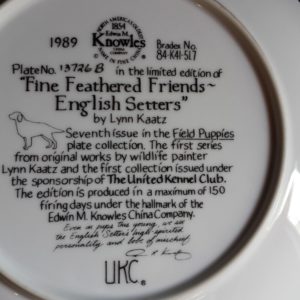 Collector Plate – Fine Feathered Friend - English Setters – Edwin Knowles "Field Puppies” Collection
