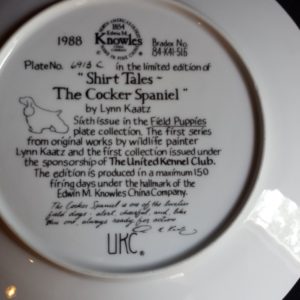 Collector Plate – Shirt Tales – The Cocker Spaniel – Edwin Knowles "Field Puppies” Collection